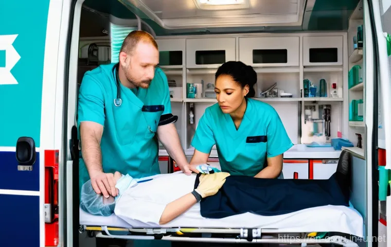 응급구조사 단기 교육 프로그램 - **Prompt:** A diverse group of three Emergency Medical Technician (EMT) students, in their 20s and 3... 응급구조사 단기 교육 프로그램 - **Prompt:** A diverse group of three Emergency Medical Technician (EMT) students, in their 20s and 3...