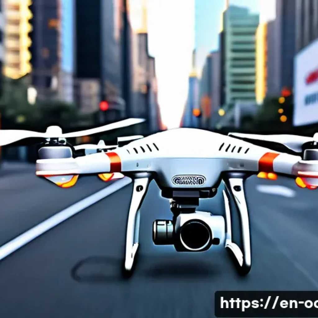 응급구조사와 드론 의료 - **Prompt:** A high-angle shot capturing a sleek, white medical drone with red emergency crosses prom...