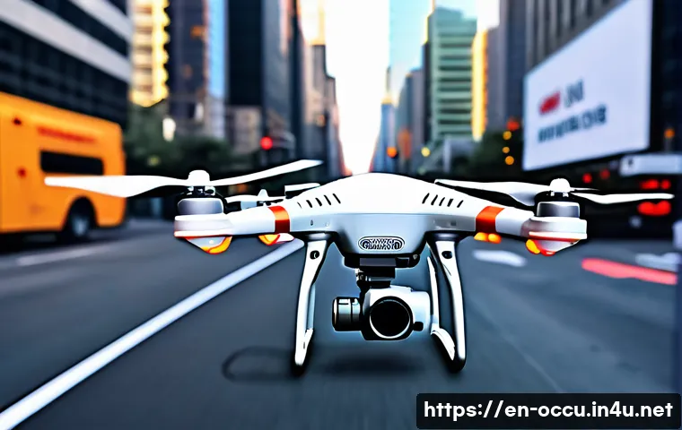 응급구조사와 드론 의료 - **Prompt:** A high-angle shot capturing a sleek, white medical drone with red emergency crosses prom...