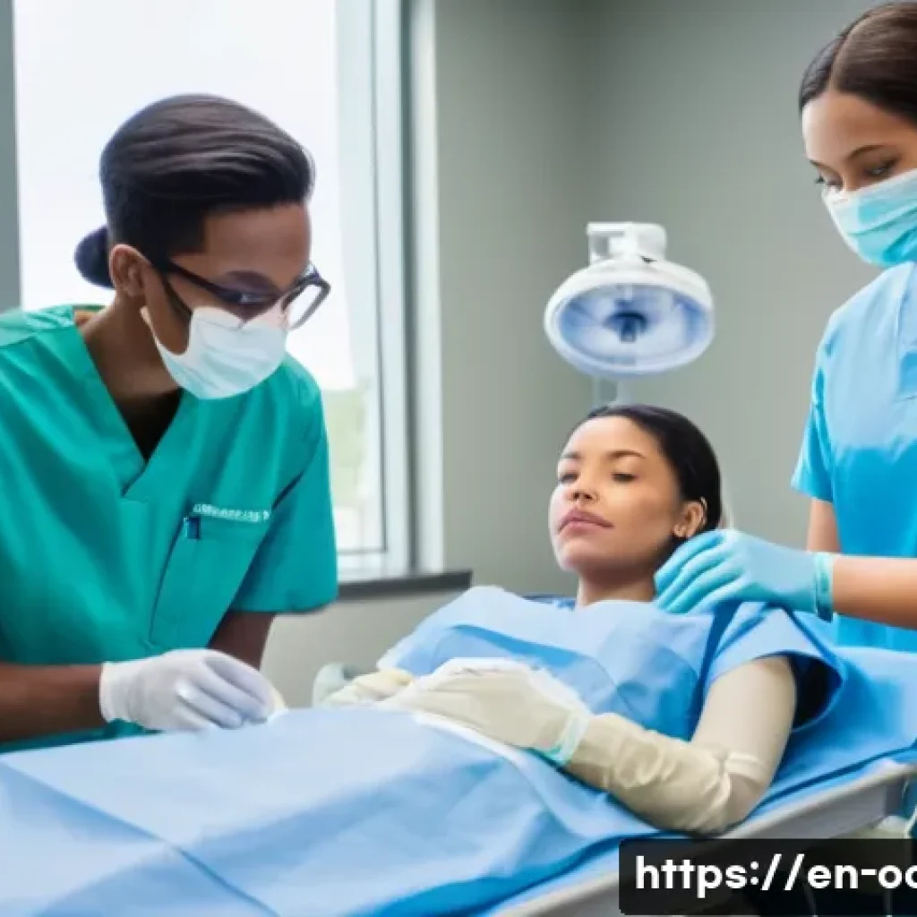 응급구조사 실기시험 체크리스트 - A detailed clinical training scene showing a diverse group of medical students practicing advanced a...
