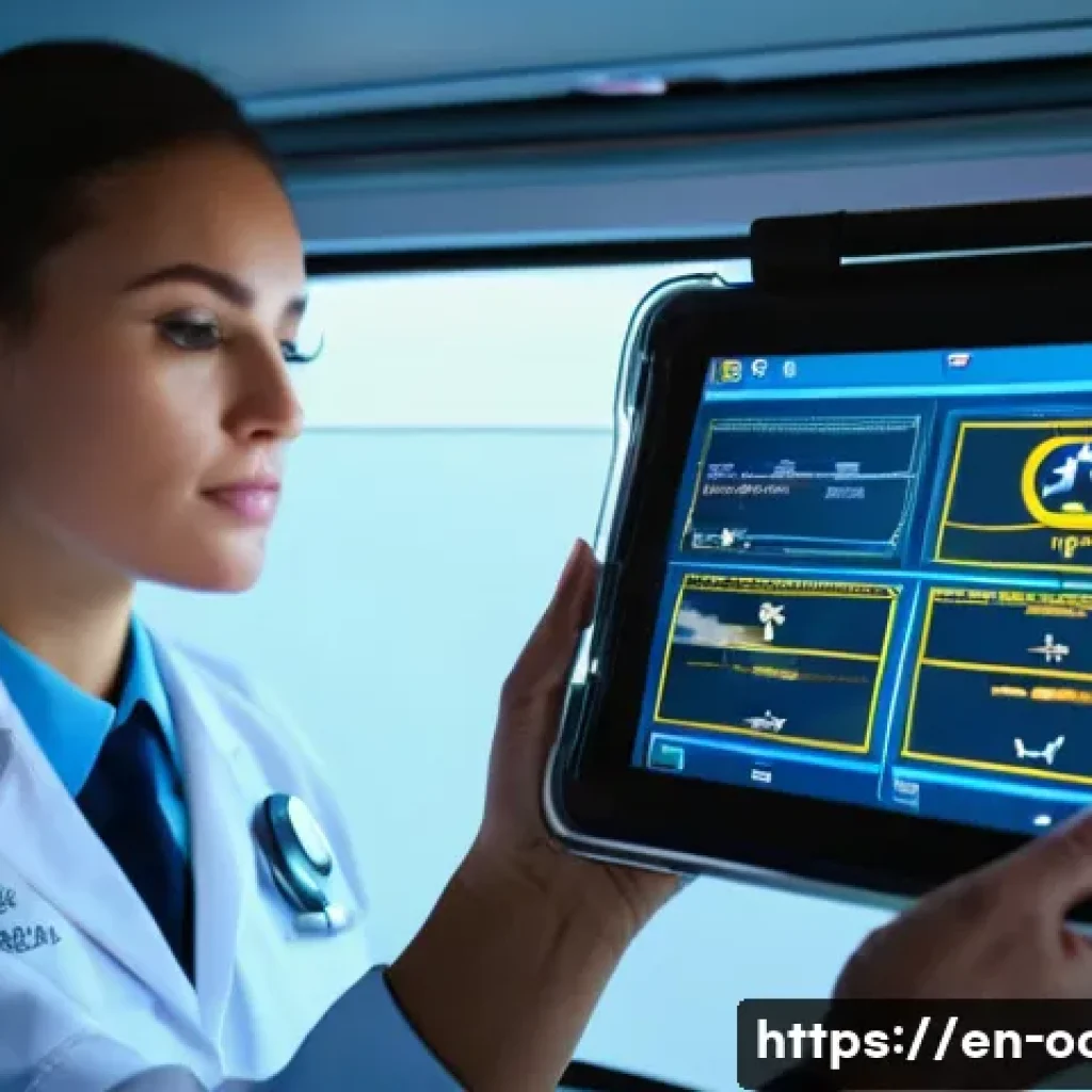 응급구조사와 출동 리포트 작성법 - A professional emergency medical technician (EMT) writing a clear, concise dispatch report on a digi...