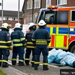 응급구조사와 대규모 사고 대응 - A dynamic emergency response scene at a mass casualty incident in an urban setting during daylight, ...