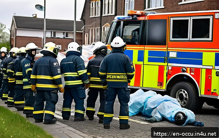 응급구조사와 대규모 사고 대응 - A dynamic emergency response scene at a mass casualty incident in an urban setting during daylight, ...